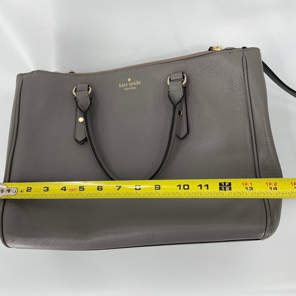 Kate Spade Tote Leighann Mulberry Street Leather Triple Compartment Handbag Gray - Picture 13 of 16